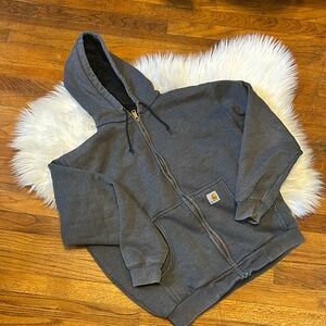 Men’s Slate Grey Carhartt Zip-up Hoodie: Men’s Large